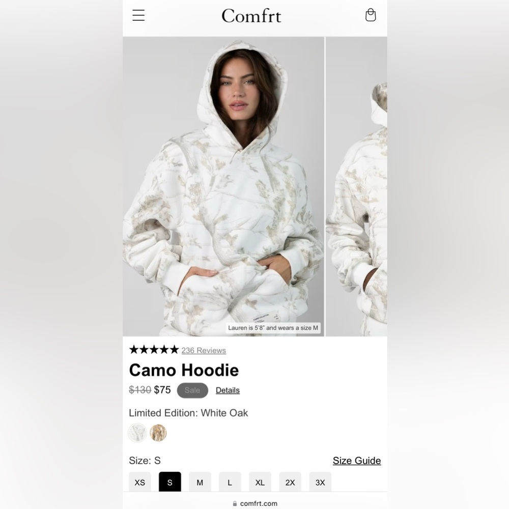 NWT Comfrt White Oak Camo Sweatshirt: Small